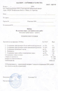 Сертификаты: сыростанский щебеночный завод 